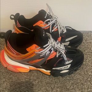 Balenciaga Kids' Black and Orange Sneakers